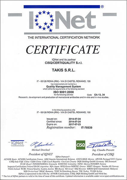 Takis ISO 9001 2008
